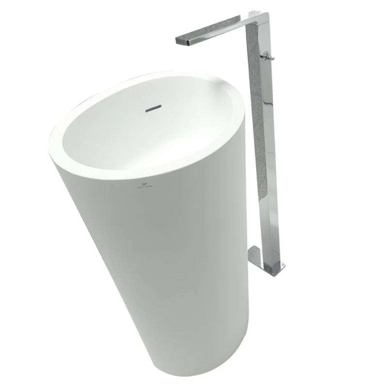 ALMOND_Lavabo ovalado fabricado en KRION® SOLID de 50x40 cm Blanco