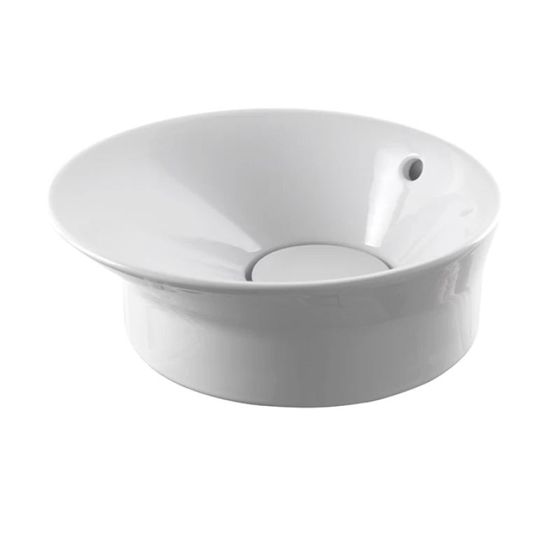 TONO_Lavabo 40cm angular de apoyo con rebosadero y tapón cerámico clicker Blanco