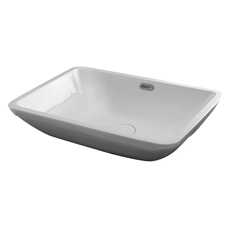 FORMA RETTO_Lavabo 50x40 encastre con rebosadero. Incluye vaciador tipo clicker con tapón cerámico Blanco