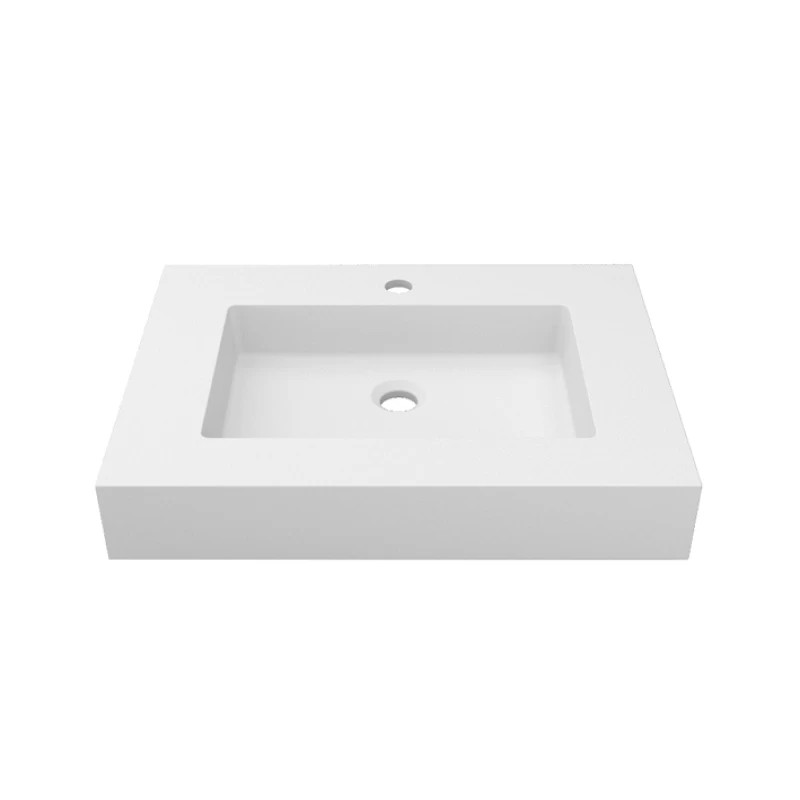 KOLE_Lavabo KRION® SOLID de 61x50 cm suspendido con seno centrado Blanco